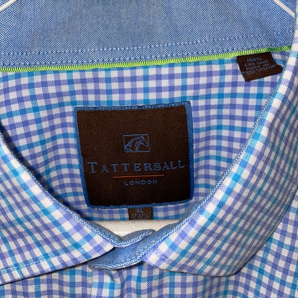 TATTERSALL London Men's Long Sleeve Button Front Dress Shirt XL 17-17 1/2 neck - Picture 2 of 7